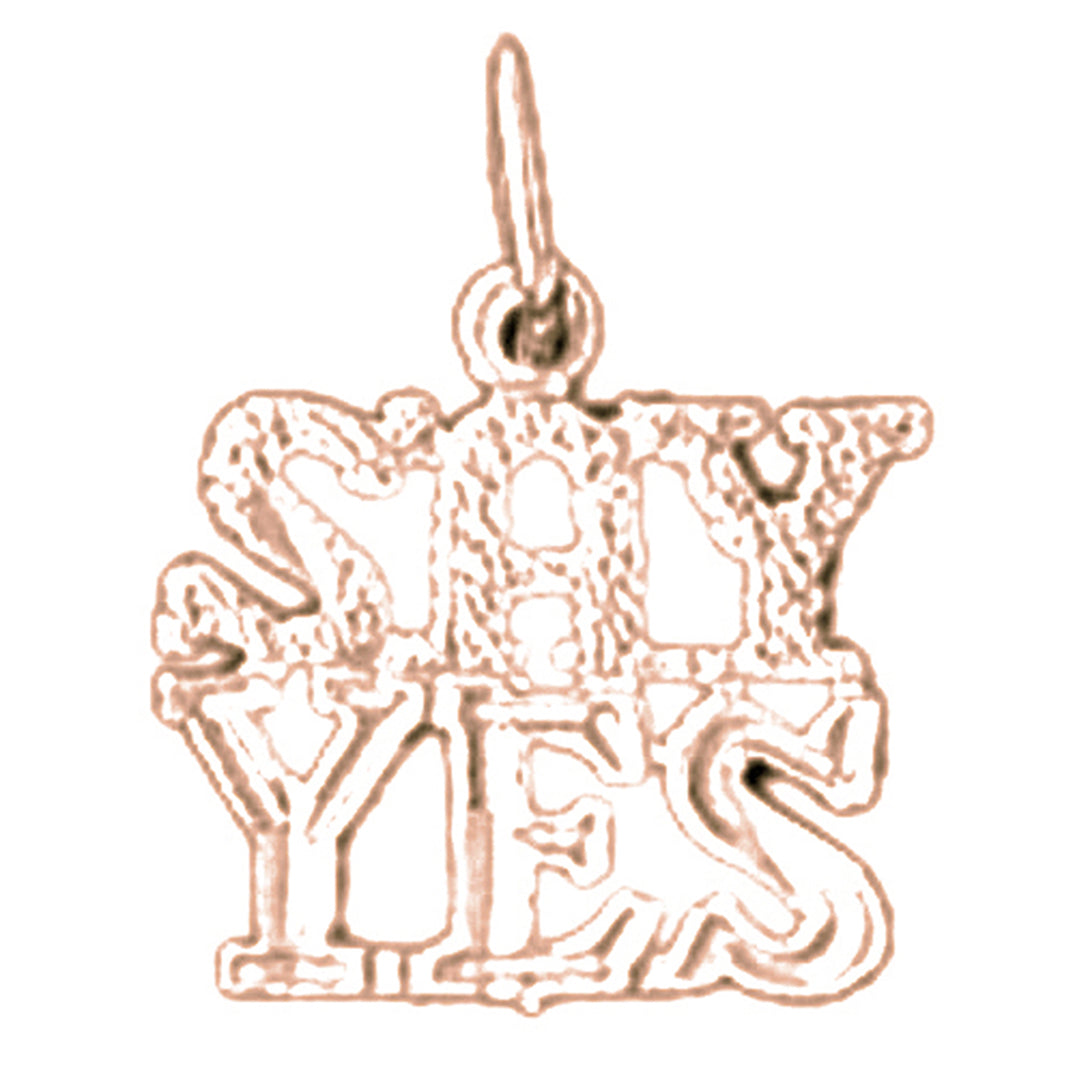 14K or 18K Gold Say Yes Saying Pendant
