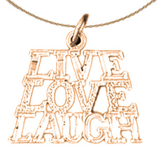 Anhänger mit Spruch „Live Love Laugh“ aus 14 Karat oder 18 Karat Gold