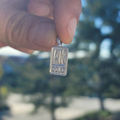 14K or 18K Gold Stamped "14K or 18K Gold" Bar Saying Pendant