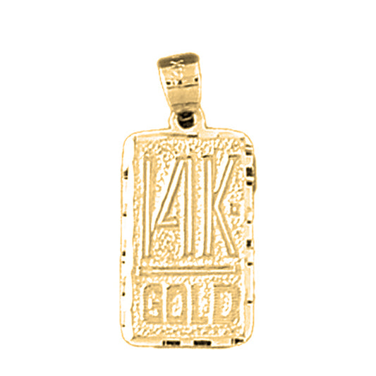 14K or 18K Gold Stamped "14K or 18K Gold" Bar Saying Pendant