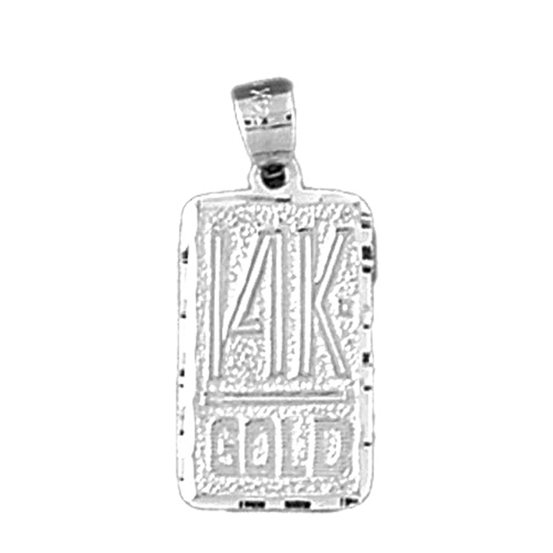 14K or 18K Gold Stamped "14K or 18K Gold" Bar Saying Pendant