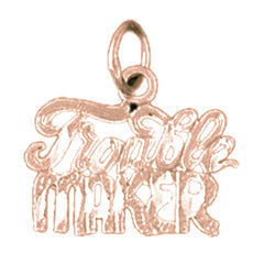 14K or 18K Gold Trouble Maker Saying Pendant
