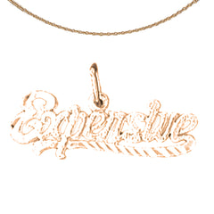 14K or 18K Yellow Gold 11mm Expensive Saying Pendant