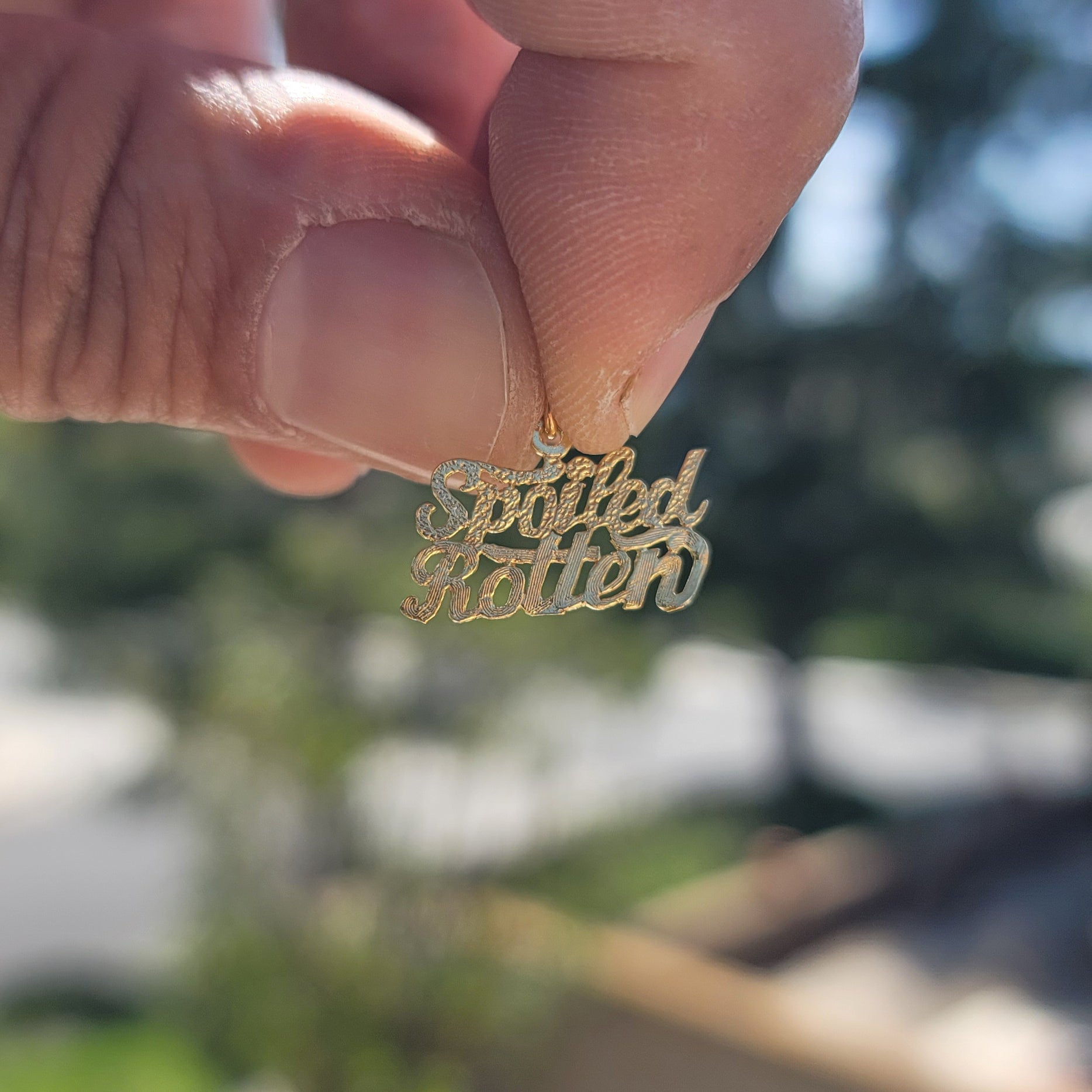 14K or 18K Gold Spoiled Rotten Saying Pendant