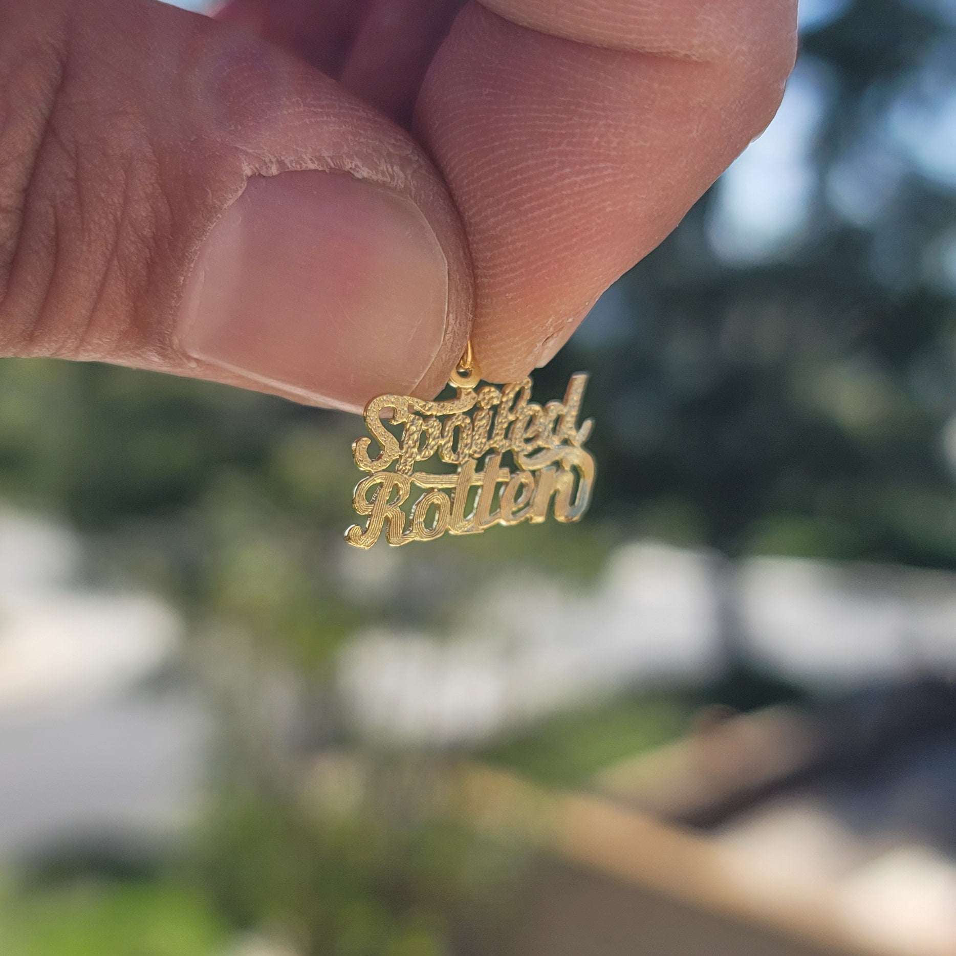 14K or 18K Gold Spoiled Rotten Saying Pendant