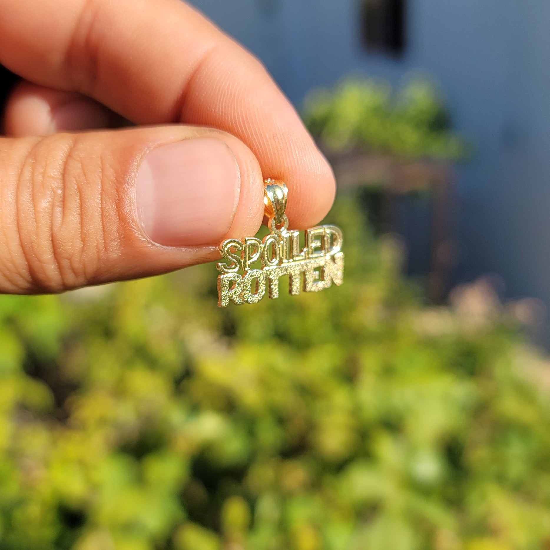 14K or 18K Gold Spoiled Rotten Saying Pendant