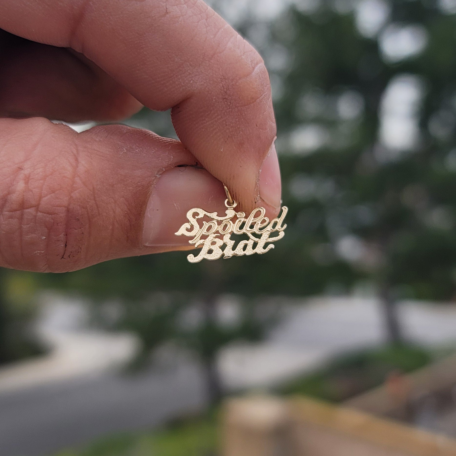 14K or 18K Gold Spoiled Brat Saying Pendant
