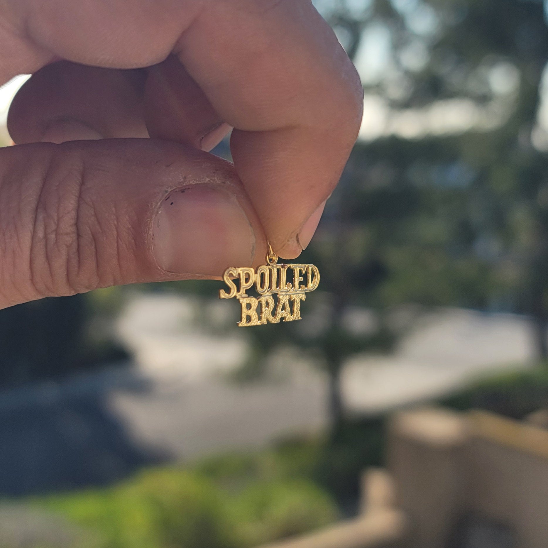 14K or 18K Gold Spoiled Brat Saying Pendant