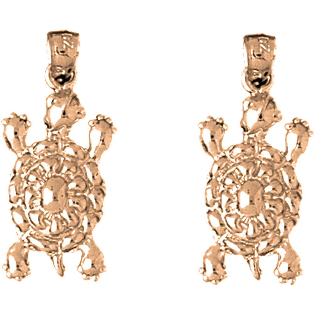14K or 18K Gold 26mm Turtle Earrings