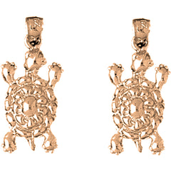 14K or 18K Gold 26mm Turtle Earrings