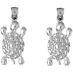 Sterling Silver 26mm Turtle Earrings