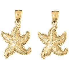 Yellow Gold-plated Silver 31mm Starfish Earrings