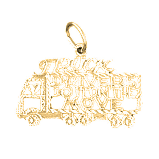 14K or 18K Gold Truck Drivers Do It On The Move Saying Pendant