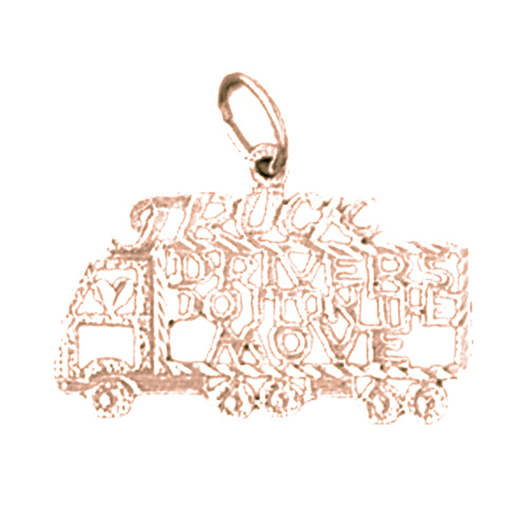 14K or 18K Gold Truck Drivers Do It On The Move Saying Pendant