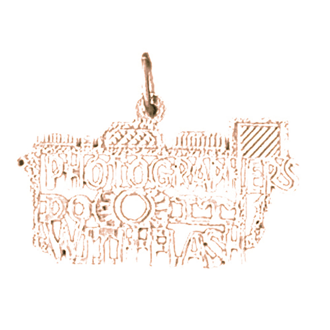 14K or 18K Gold Photographers Do It With A Flash Saying Pendant