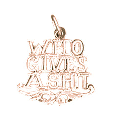 14K or 18K Gold Who Gives A Shit Saying Pendant