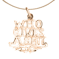 Anhänger aus 14-karätigem oder 18-karätigem Gold mit der Aufschrift „Who Gives A Shit“