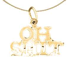 Anhänger mit „Oh Shit“-Spruch aus 14 Karat oder 18 Karat Gold