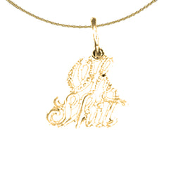 Anhänger mit „Oh Shit“-Spruch aus 14 Karat oder 18 Karat Gold