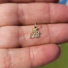 Anhänger mit „Oh Shit“-Spruch aus 14 Karat oder 18 Karat Gold