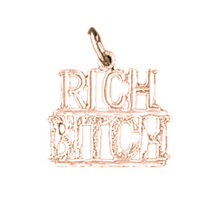 14K or 18K Gold Rich Bitch Saying Pendant
