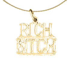 14K or 18K Gold Rich Bitch Saying Pendant