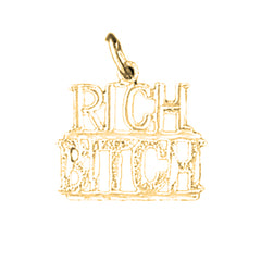 14K or 18K Gold Rich Bitch Saying Pendant