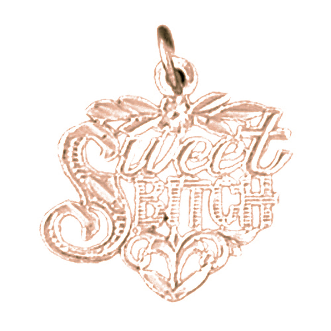 14K or 18K Gold Sweet Bitch Saying Pendant
