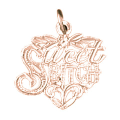 14K or 18K Gold Sweet Bitch Saying Pendant