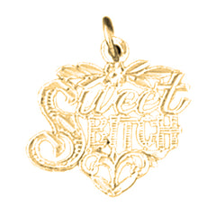 14K or 18K Gold Sweet Bitch Saying Pendant