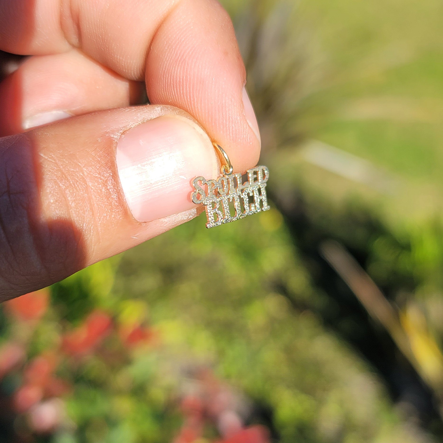 14K or 18K Gold Spoiled Bitch Saying Pendant