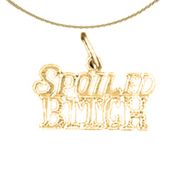 Anhänger mit Spruch „Spoiled Bitch“ aus 14 Karat oder 18 Karat Gold