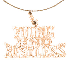 Anhänger mit Spruch „Young And Restless“ aus 14-karätigem oder 18-karätigem Gold