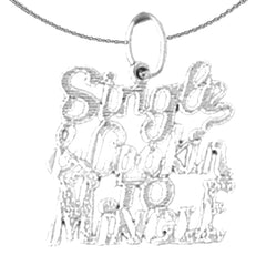 Colgante con texto en inglés "Lookin To Mingle" de oro de 14 quilates o 18 quilates