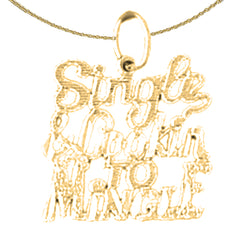 Colgante con texto en inglés "Lookin To Mingle" de oro de 14 quilates o 18 quilates