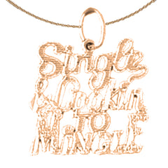 Colgante con texto en inglés "Lookin To Mingle" de oro de 14 quilates o 18 quilates