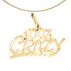 14K or 18K Gold 100% Crazy Saying Pendant