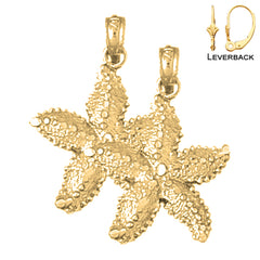 Sterling Silver 25mm Starfish Earrings (White or Yellow Gold Plated)