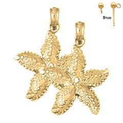 Sterling Silver 25mm Starfish Earrings (White or Yellow Gold Plated)
