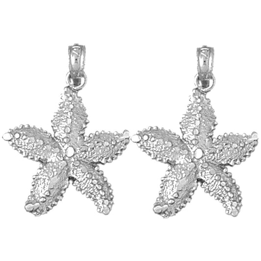 Sterling Silver 25mm Starfish Earrings