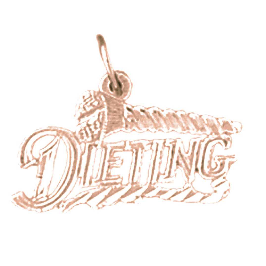14K or 18K Gold Screw Dieting Saying Pendant