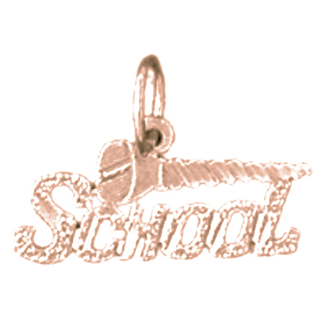 14K or 18K Gold Screw School Saying Pendant