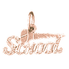 14K or 18K Gold Screw School Saying Pendant