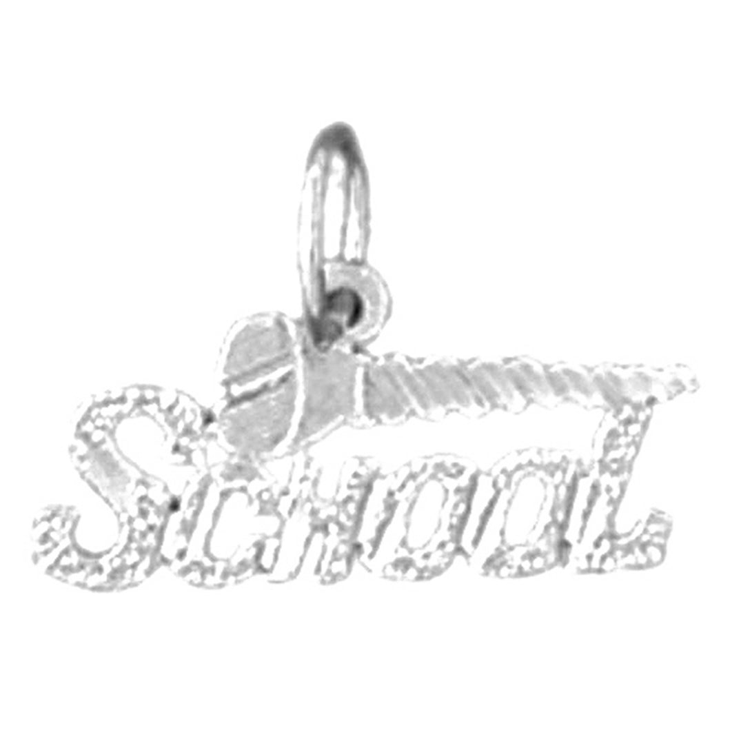 14K or 18K Gold Screw School Saying Pendant