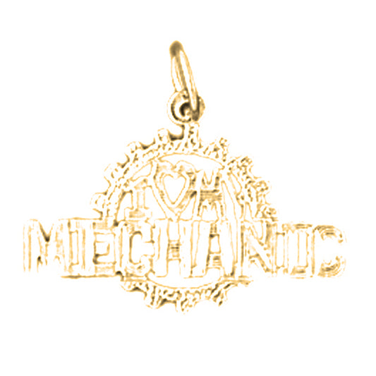 14K or 18K Gold I Love My Mechanic Pendant