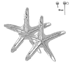 Sterling Silver 27mm Starfish Earrings (White or Yellow Gold Plated)