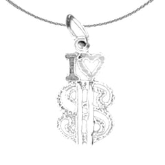 Anhänger „I Love My $ (Money)“ aus 14 Karat oder 18 Karat Gold