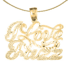 10K, 14K or 18K Gold I Love Jazz Saying Pendant