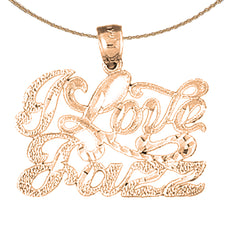 10K, 14K or 18K Gold I Love Jazz Saying Pendant