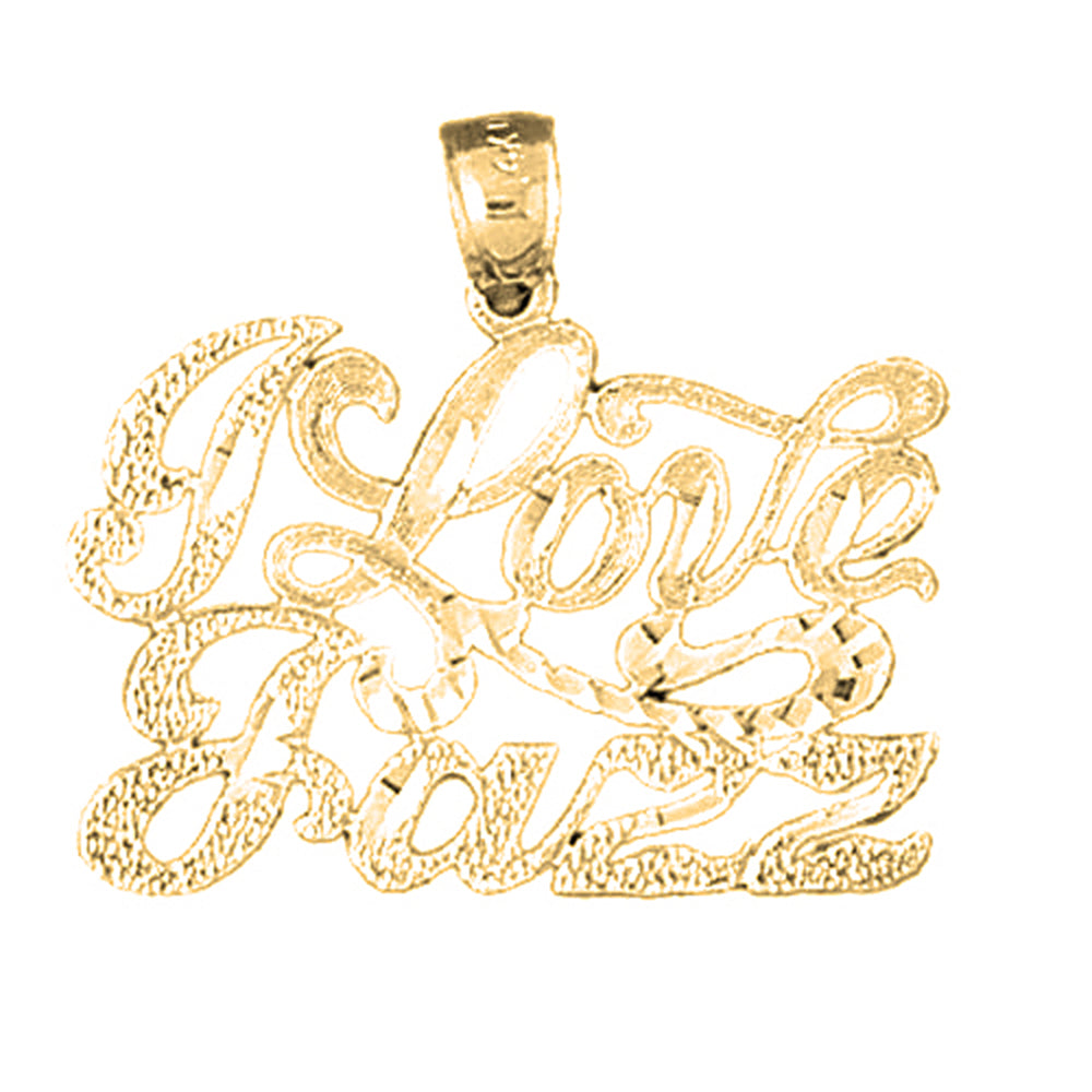 10K, 14K or 18K Gold I Love Jazz Saying Pendant